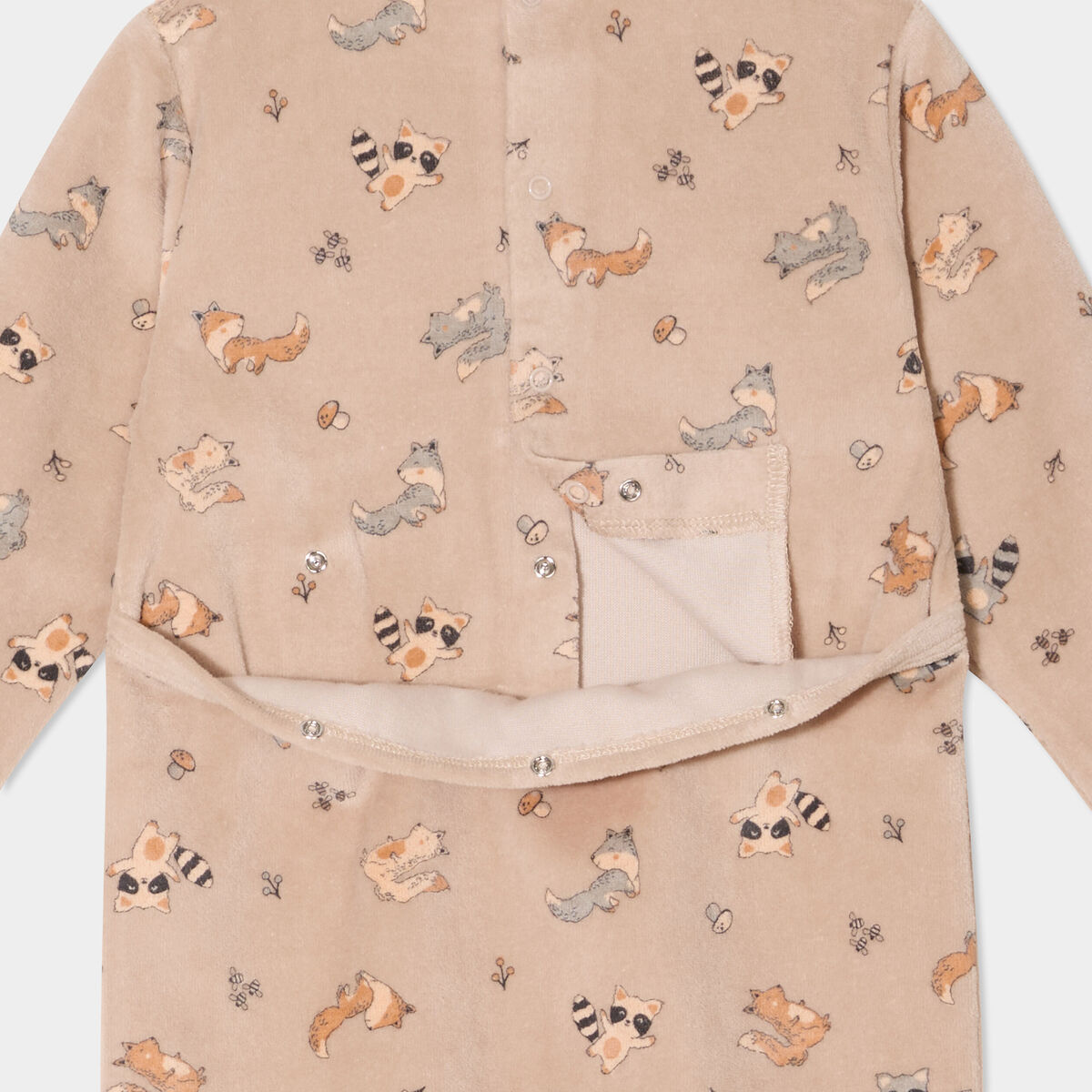 Dors-bien effet velours manches longues taupe bébé garçon