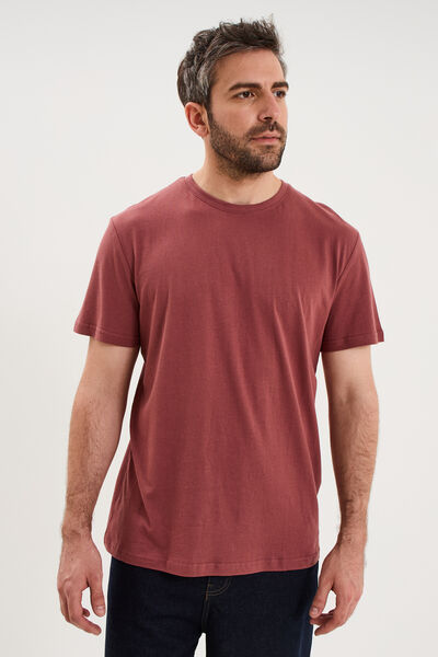 T-shirt droit en coton manches courtes vieux rose homme