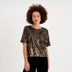 T-shirt &agrave; sequins manches courtes couleur cuivre femme