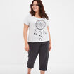 Ensemble pyjama corsaire 2 pièces coton gris clair femme grande taille