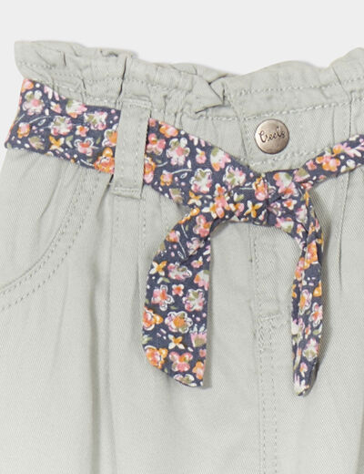 Pantalon droit ceinture foulard vert pastel bébé fille