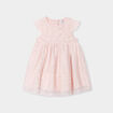 Robe cérémonie en dentelle évasée rose clair bébé fille