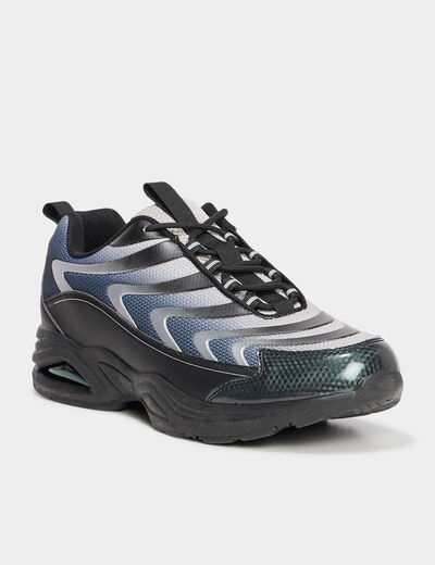 Baskets running semelle épaisse bleu homme