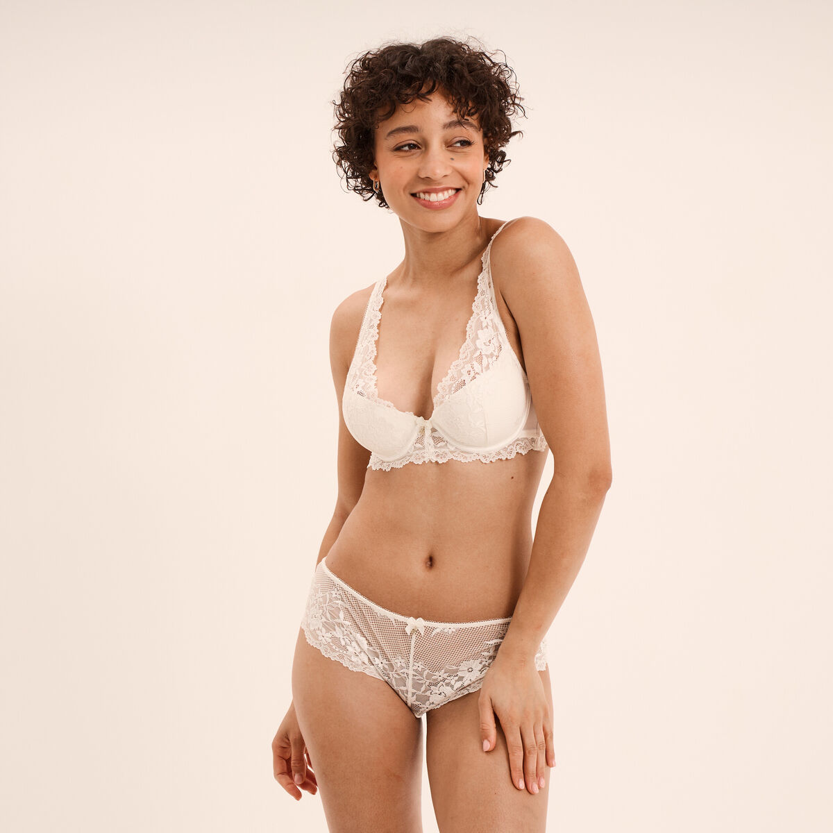 Soutien-gorge foulard avec dentelle blanc femme