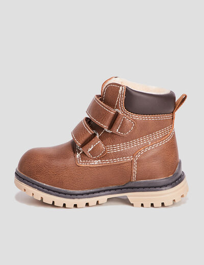 Bottines à scratchs fourrées marron bébé garçon