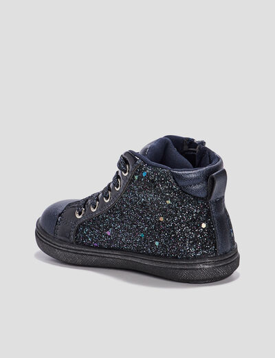 Baskets montantes à paillettes zippées bleu bébé fille