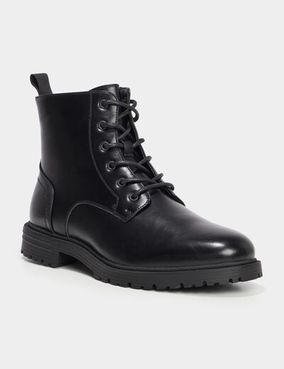 Bottines zipp&eacute;es effet similicuir noir homme