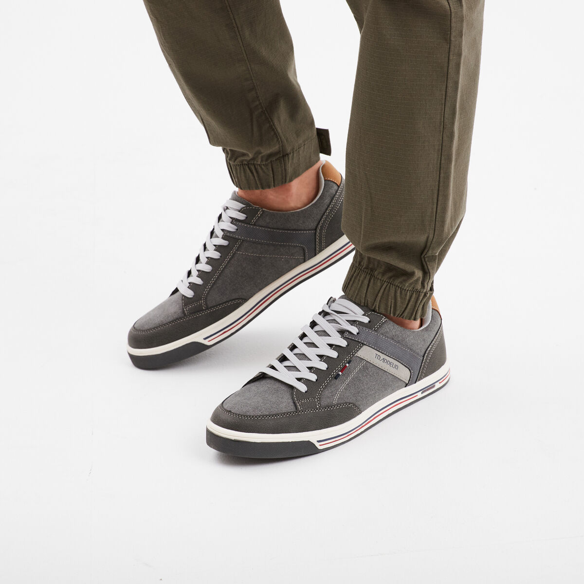 Tennis toile à lacets gris homme