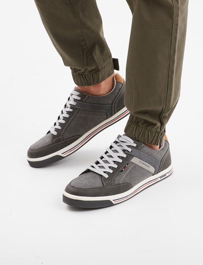 Tennis toile à lacets gris homme
