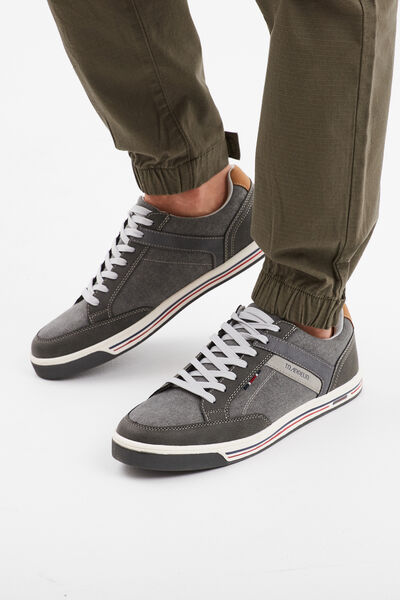 Tennis toile &agrave; lacets gris homme