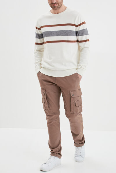 Pantalon cargo regular ceinturé marron homme