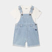 Ensemble 2 pi&egrave;ces coton salopette jean bleu clair b&eacute;b&eacute; gar&ccedil;on