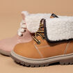 Bottines plates fourrées zippées camel bébé garçon