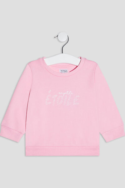 Sweat manches longues rose bébé fille