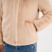 Veste fausse fourrure col montant beige femme