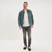 Surchemise en jean coton d&eacute;lav&eacute; vert fonc&eacute; homme
