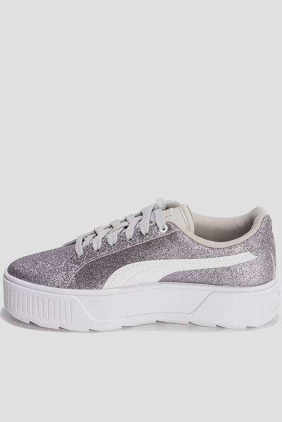 Tennis plateformes à lacets Puma gris argent fille