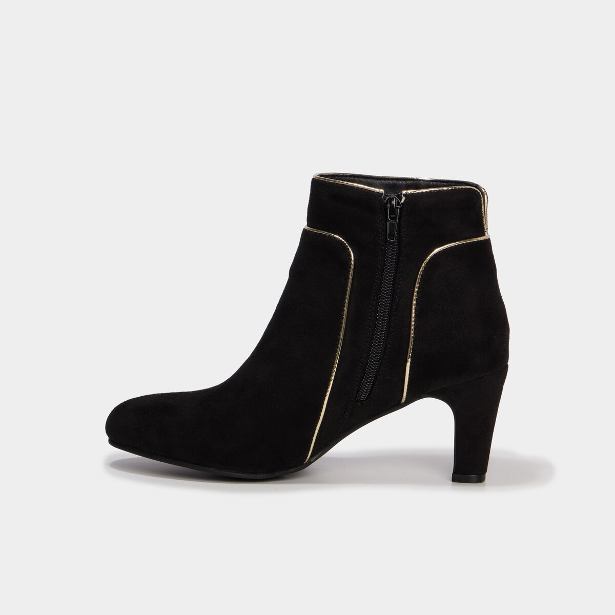 Bottines effet su&eacute;dine &agrave; talons noir femme