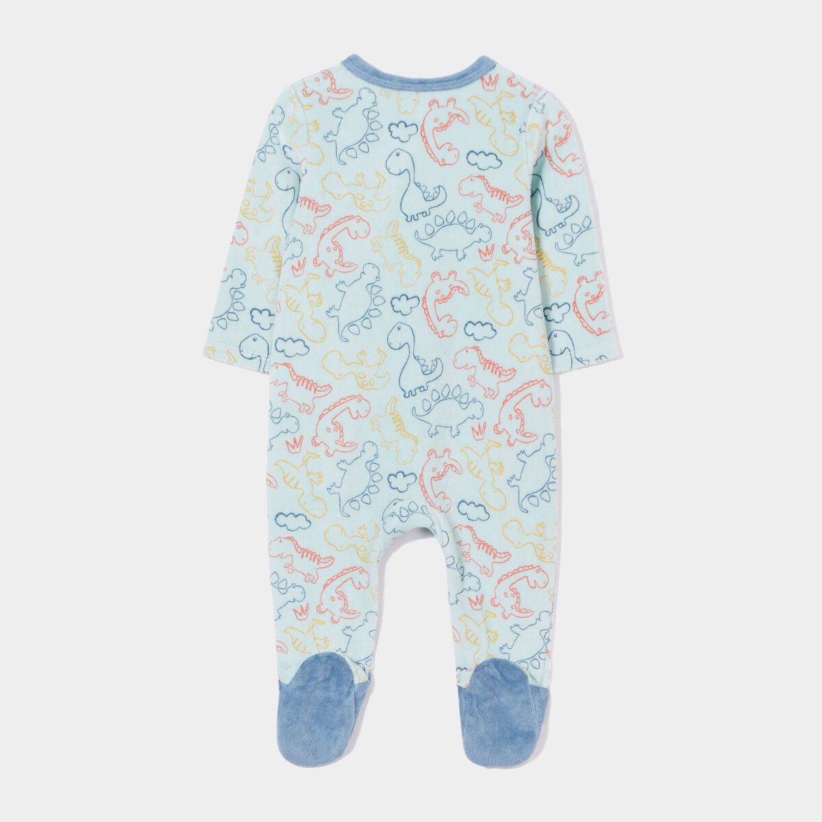 Dors-bien manches longues velours bleu gris bébé garçon