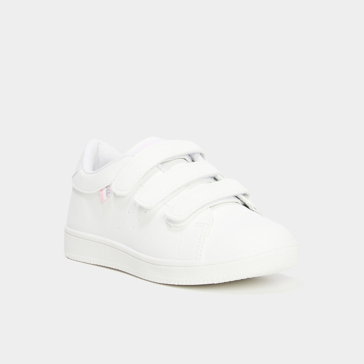Tennis &agrave; scratchs empi&egrave;cement talon blanc fille