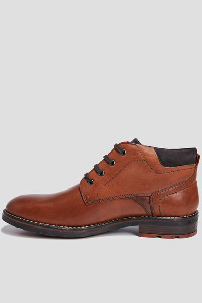 Bottines à lacets en cuir marron homme