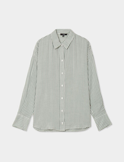 Chemise droite manches longues vert kaki femme