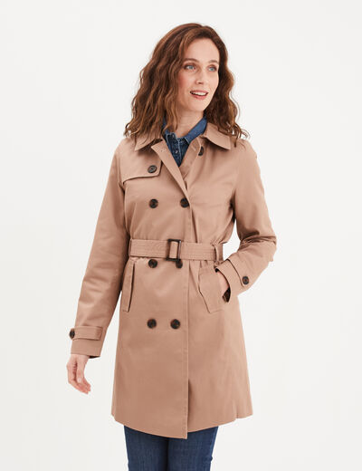 Trench mi-long ceinturé marron femme