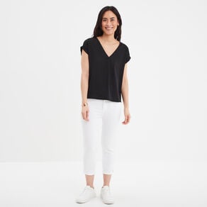 pantacourt slim 5 poches blanc femme Pantacourt slim 5 poches blanc femme