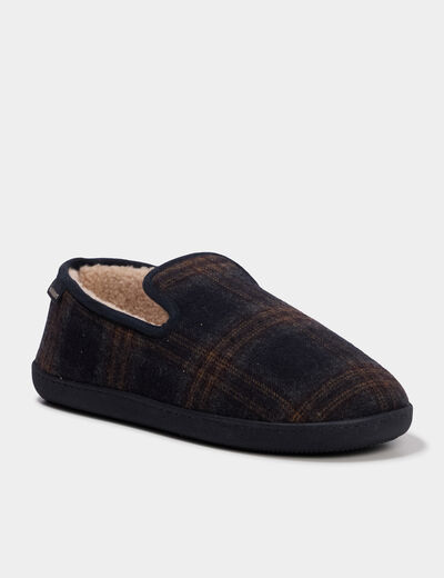 Chaussons fourr&eacute;s Isotoner bleu marine homme