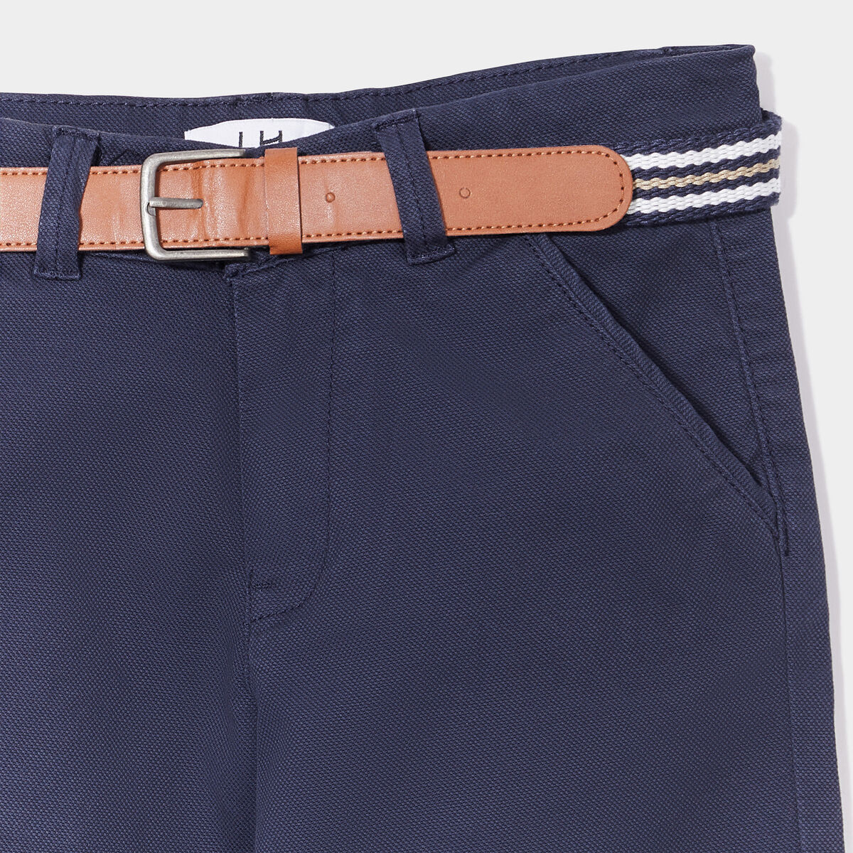 Short droit ceinturé bleu marine garçon