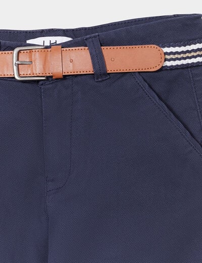 Short droit ceinturé bleu marine garçon