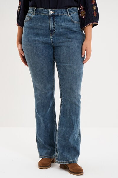 Jean flare 5 poches taille haute denim dirty femme grande taille