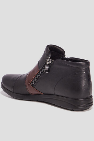 Bottines en cuir noir femme