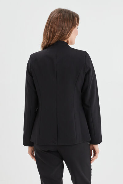 Veste blazer cintrée col en V noir femme