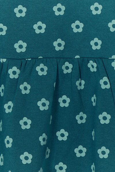 Robe molleton volantée manches longues vert foncé fille