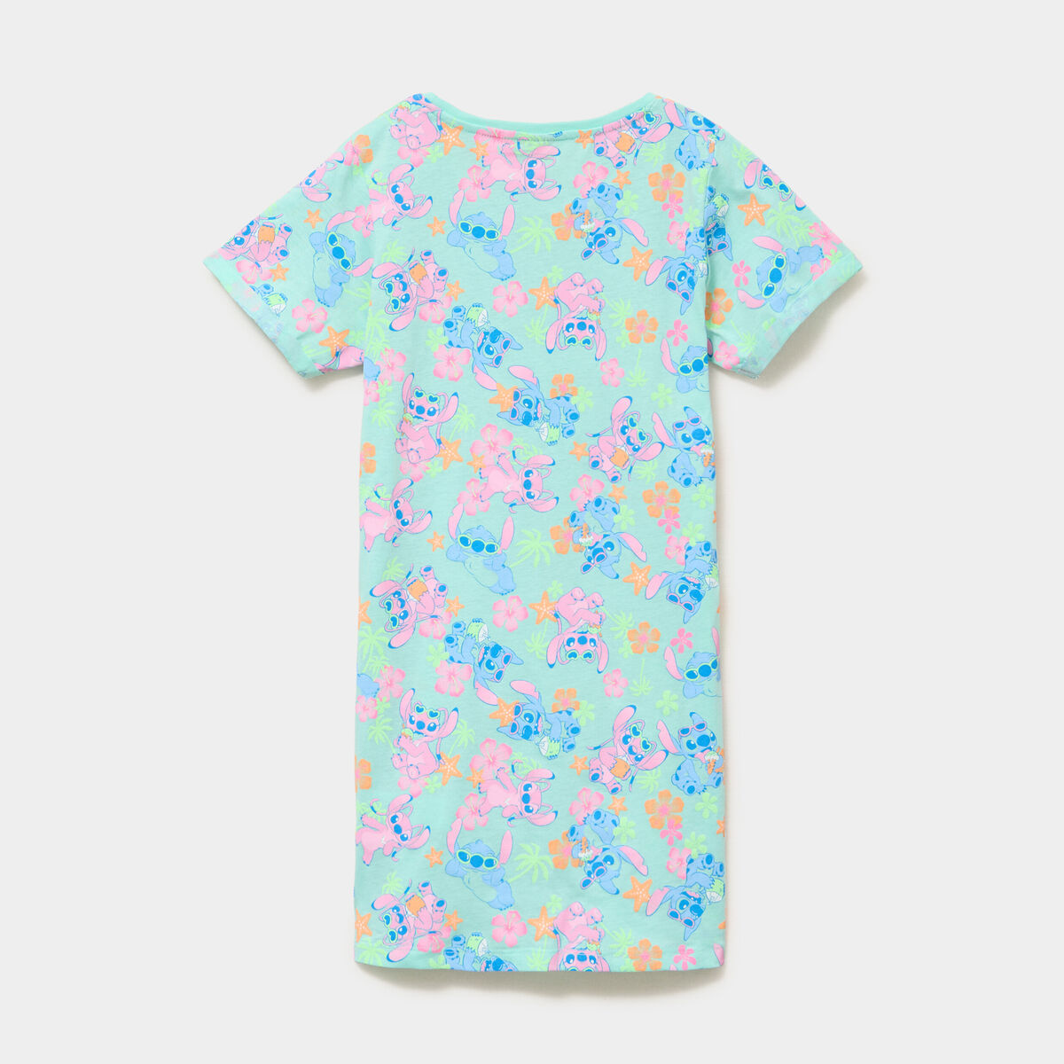 Chemise de nuit mi-longue coton Stitch vert clair fille