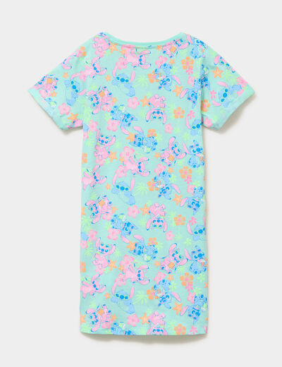Chemise de nuit mi-longue coton Stitch vert clair fille
