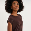 T-shirt manches courtes coupe droite marron fonc&eacute; femme