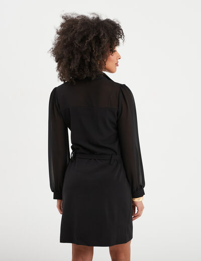 Robe chemise ceinturée Mosquitos noir femme