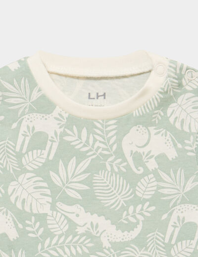 T-shirt manches courtes coton vert pastel b&eacute;b&eacute; gar&ccedil;on