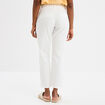 Pantalon regular fluide ceinture blanc femme