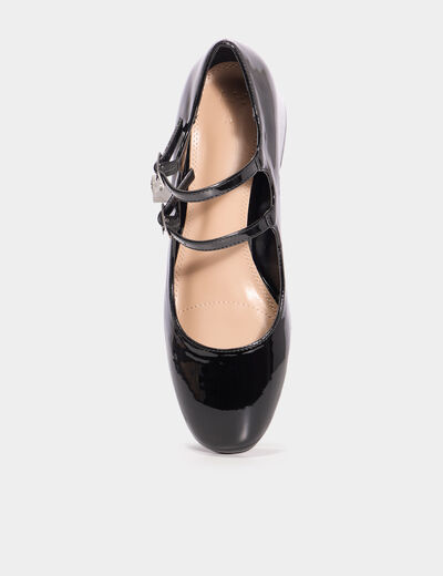 Babies vernies &agrave; talons carr&eacute;s noir femme