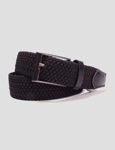 Ceinture tressée noir homme