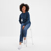 Sweat col rond manches longues bleu marine femme