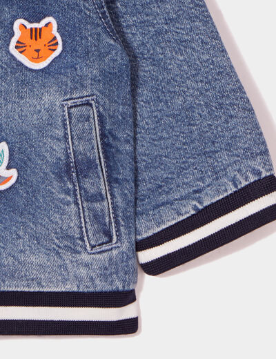 Veste teddy en jean avec patchs Creeks denim double stone bébé garçon