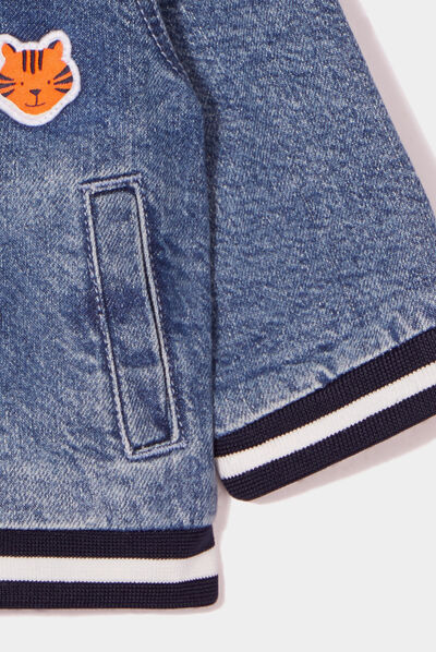 Veste teddy en jean avec patchs Creeks denim double stone bébé garçon