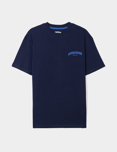 T-shirt oversize manches courtes Creeks bleu marine homme