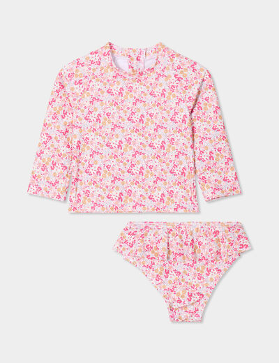 Ensemble de bain t-shirt et culotte violet bébé fille