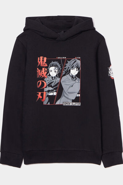 Sweat à capuche hoodie Demon Slayer noir garçon