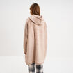 Poncho plaid effet velours &agrave; capuche beige femme